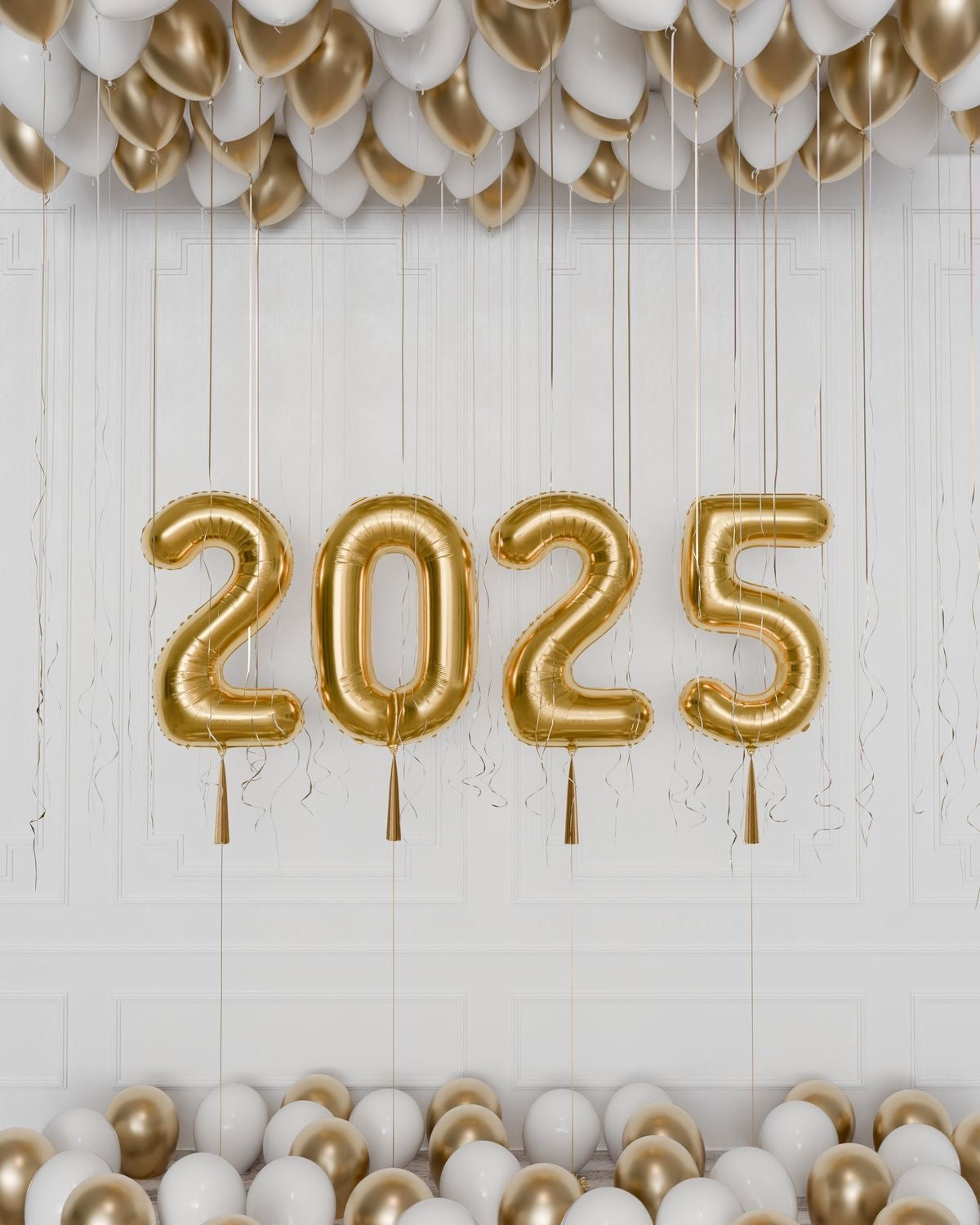 New Year 2026 Party Setup - Gold and white