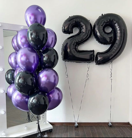 Black and Purple Balloon Bouquet