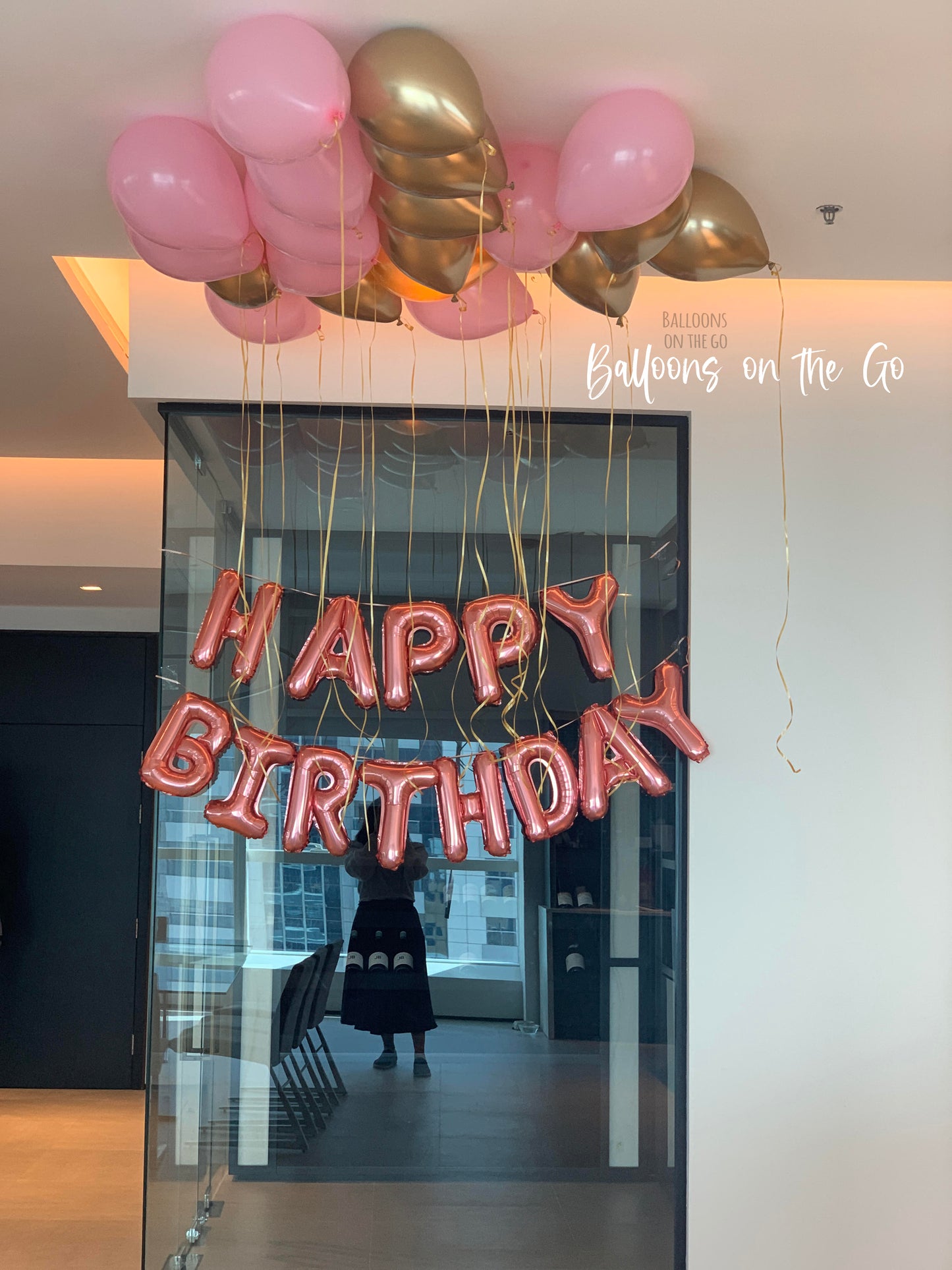 20 ceiling balloons with HAPPY BIRTHDAY bunting!!
