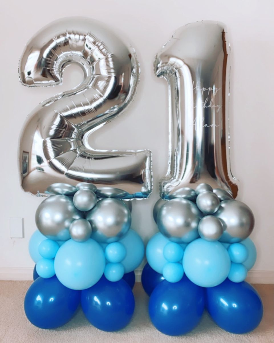 Number Towers - Blue And Silver – Balloons On The Go