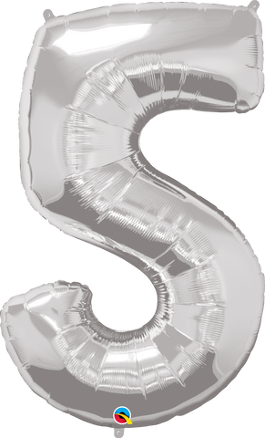 Number 5 Foil Balloon- Silver