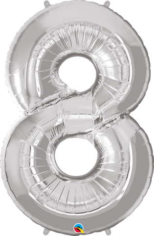 Number 8 Foil Balloon- Silver