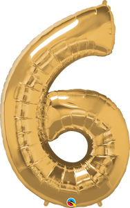 Number 6 Foil Balloon- Gold