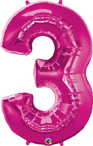 Number 3 Foil Balloon- Pink