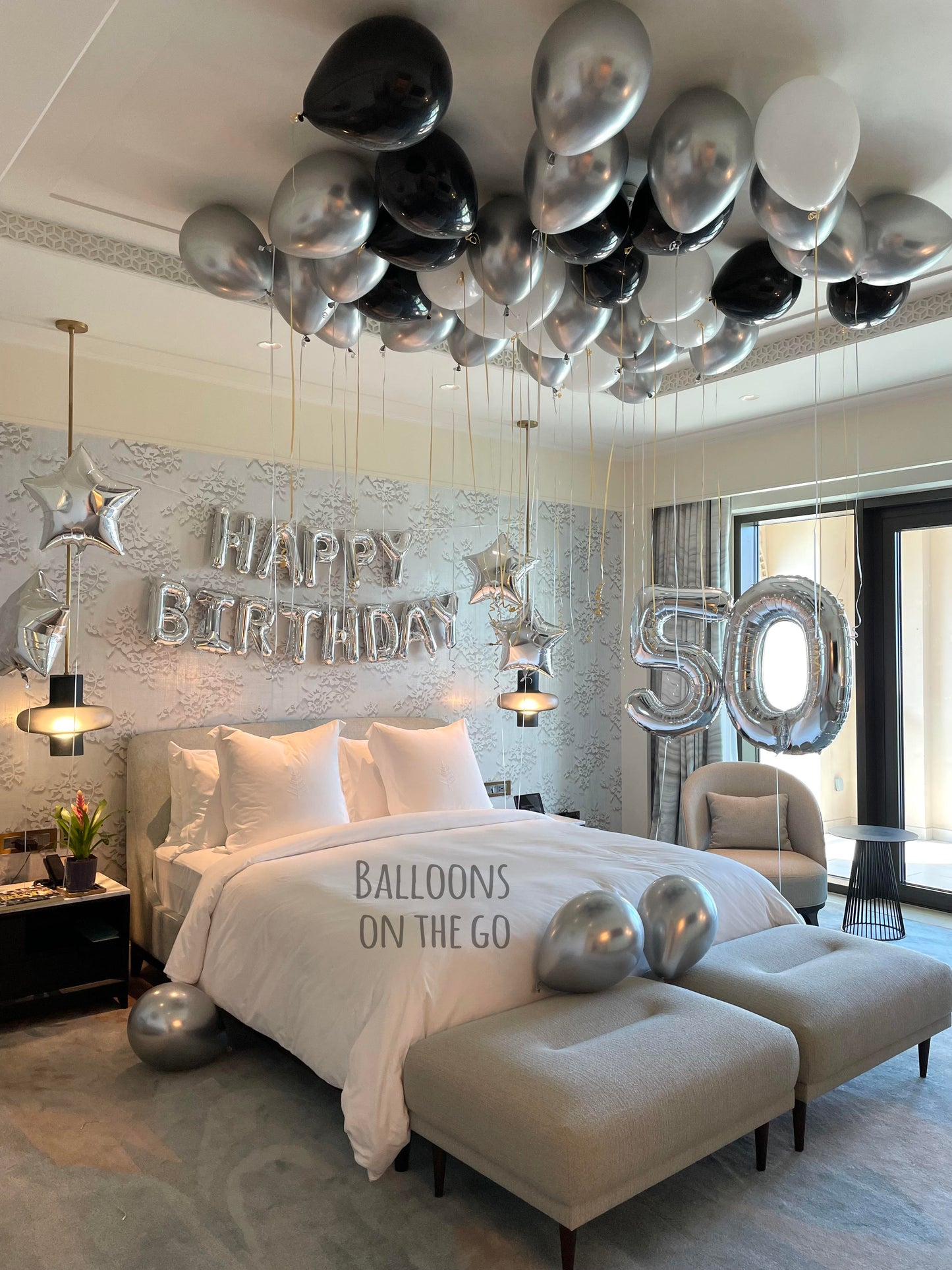 Birthday Setup-Black, White and Silver