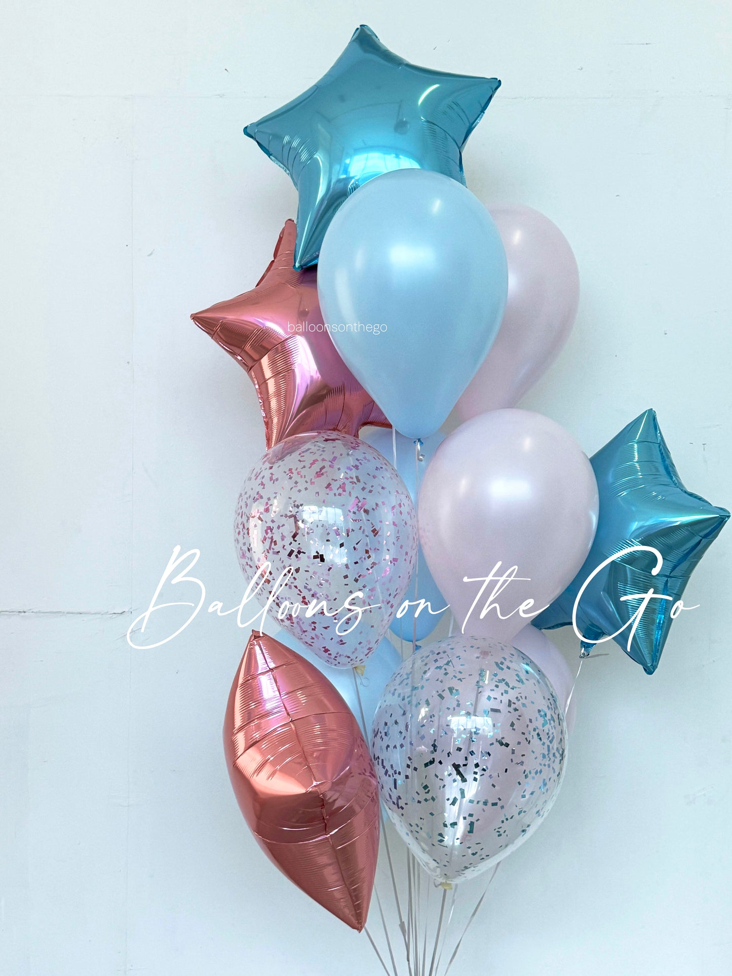 Blue and Pink with Confetti Balloon Bouquet