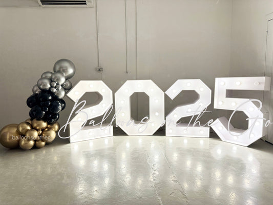 2025 Marquee Numbers with balloon garland
