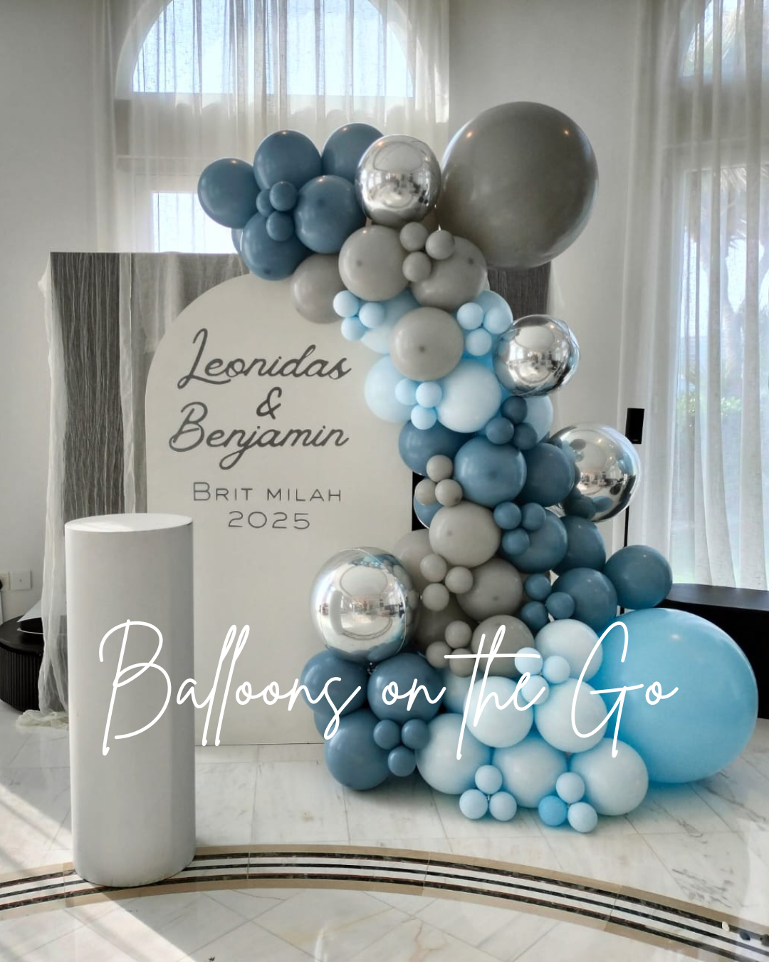 Hey Baby Balloon garland with backdrop