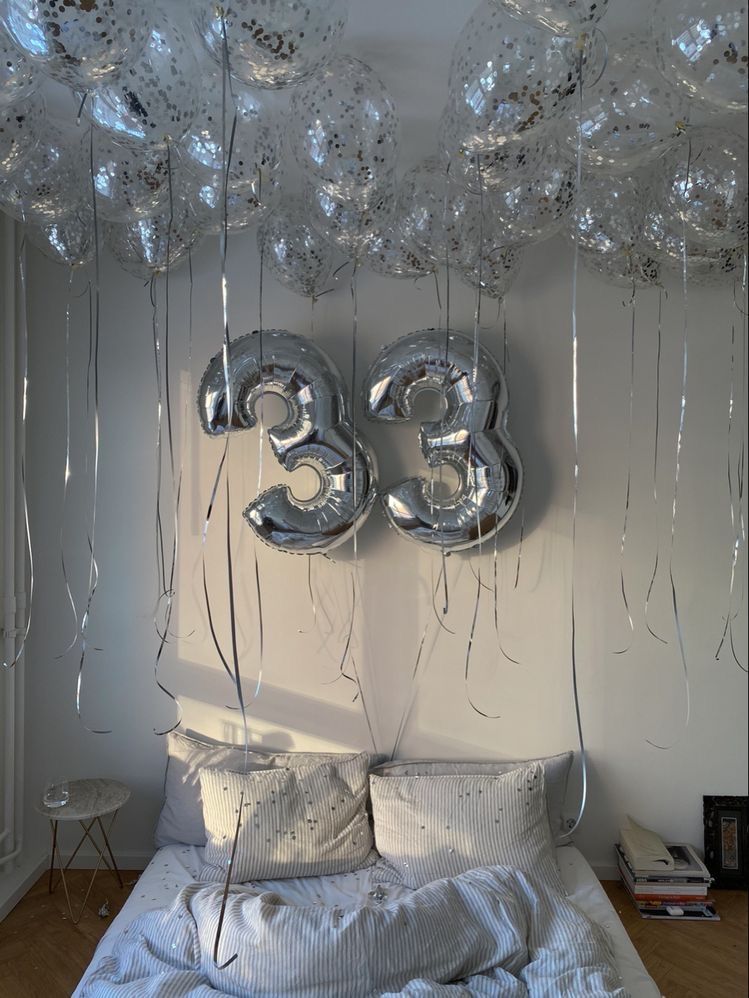 Glitter ceiling Balloons with numbers!