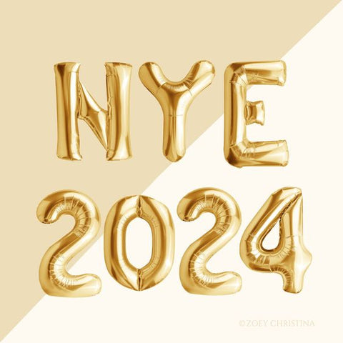 New Year 2024 Giant Gold Numbers and Letters
