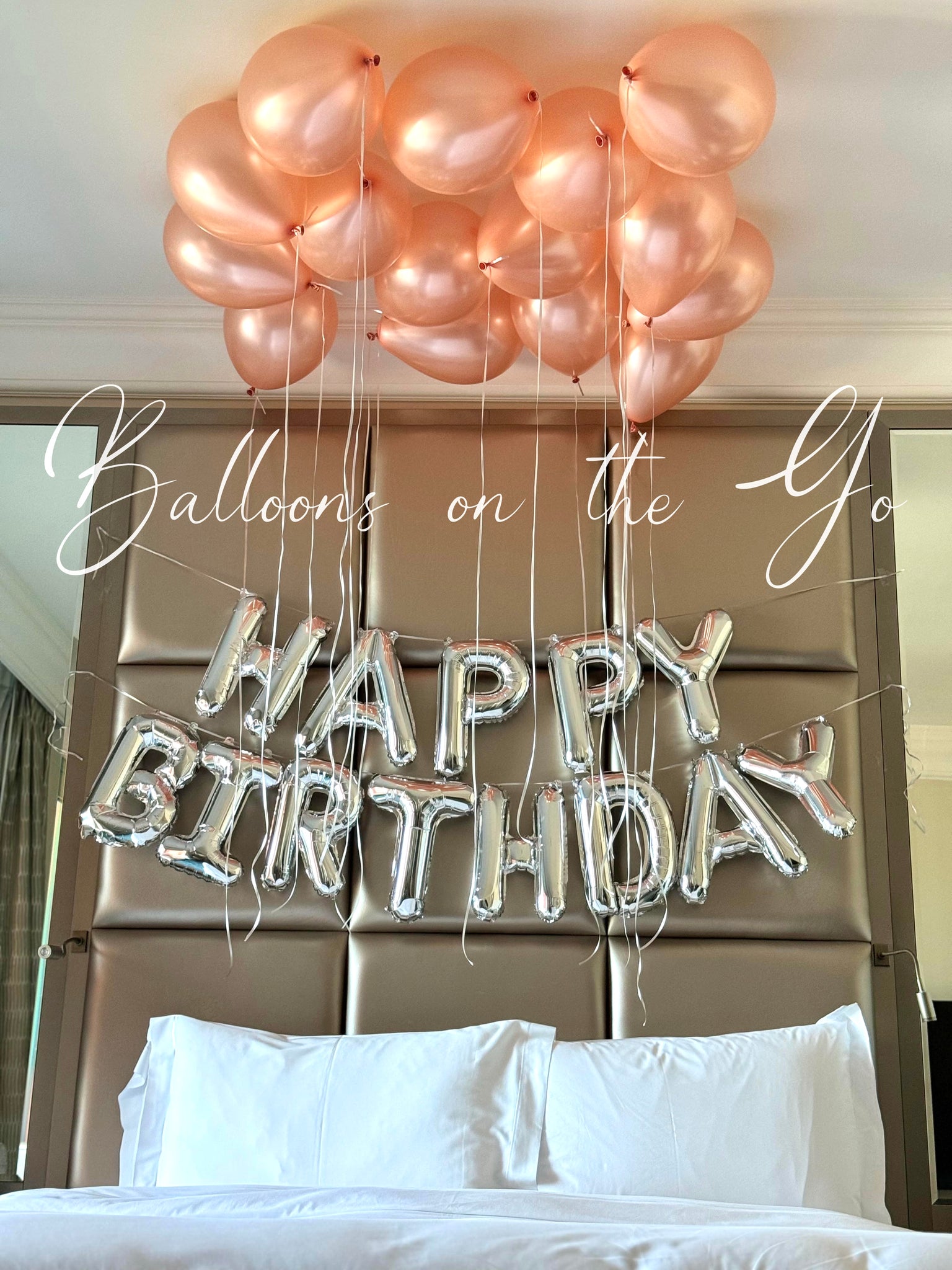 Happy birthday with ceiling balloons