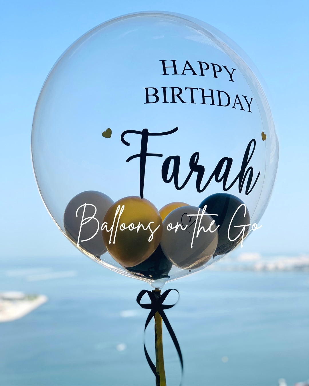 Bubble balloon- Black, White and Gold