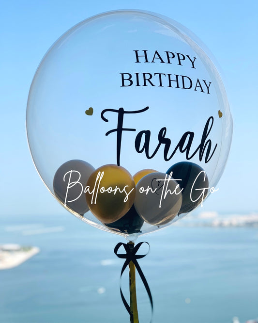 Bubble balloon- Black, White and Gold