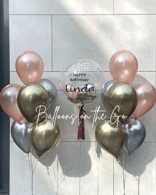 Bubble Balloon Bouquet- Rose gold, silver and gold
