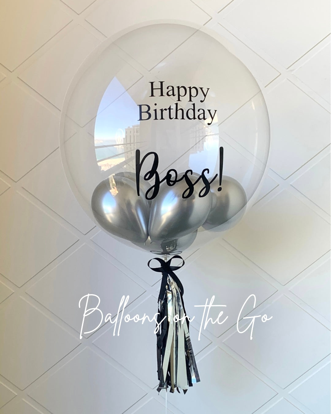 Customized Bubble Balloon -Black and Silver