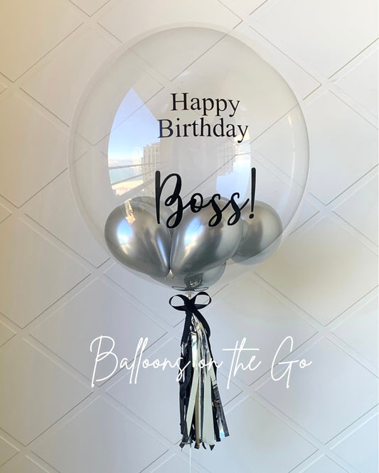 Customized Bubble Balloon -Black and Silver