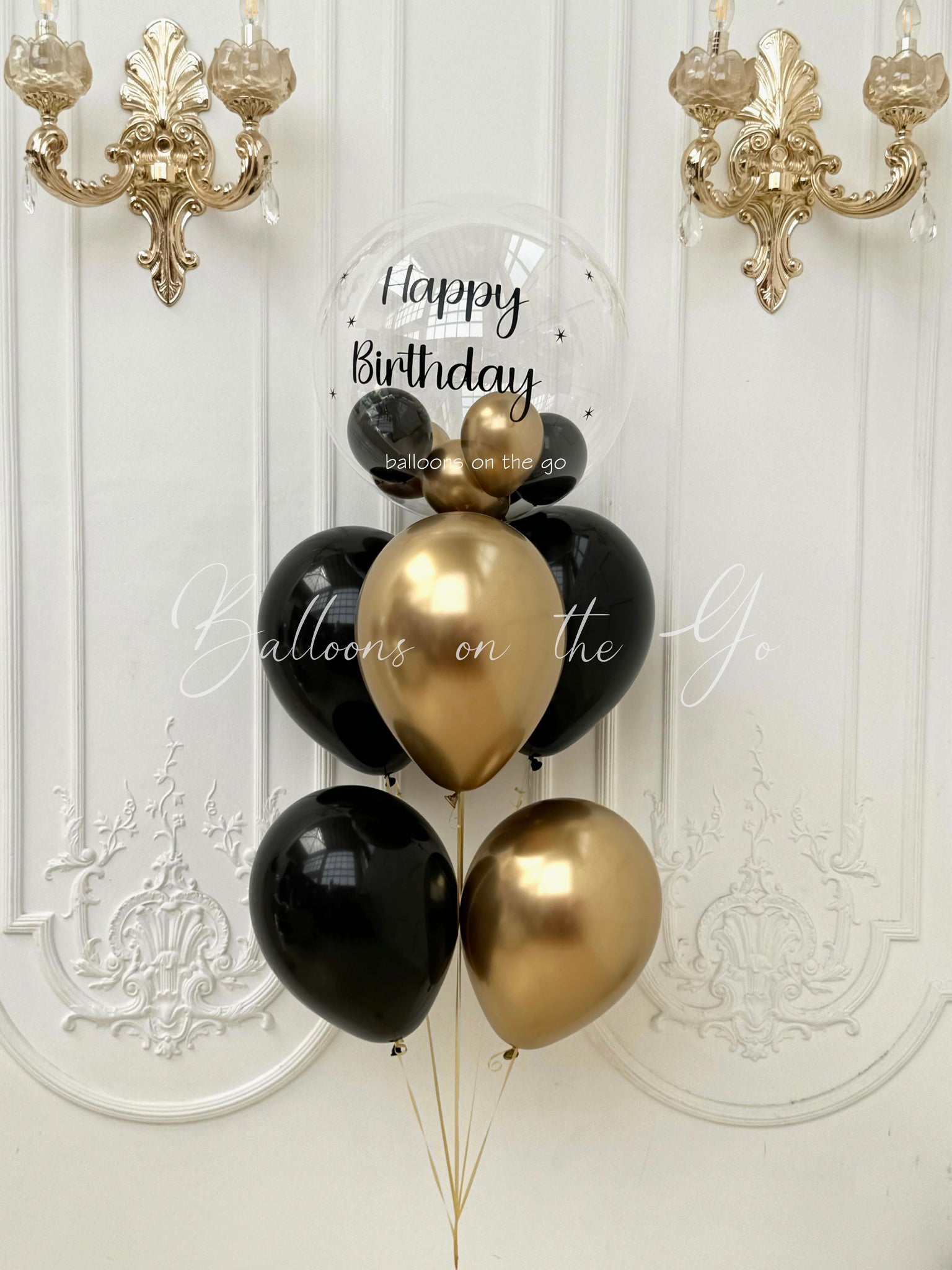 Customized Gold and Black Balloon Bouquet!