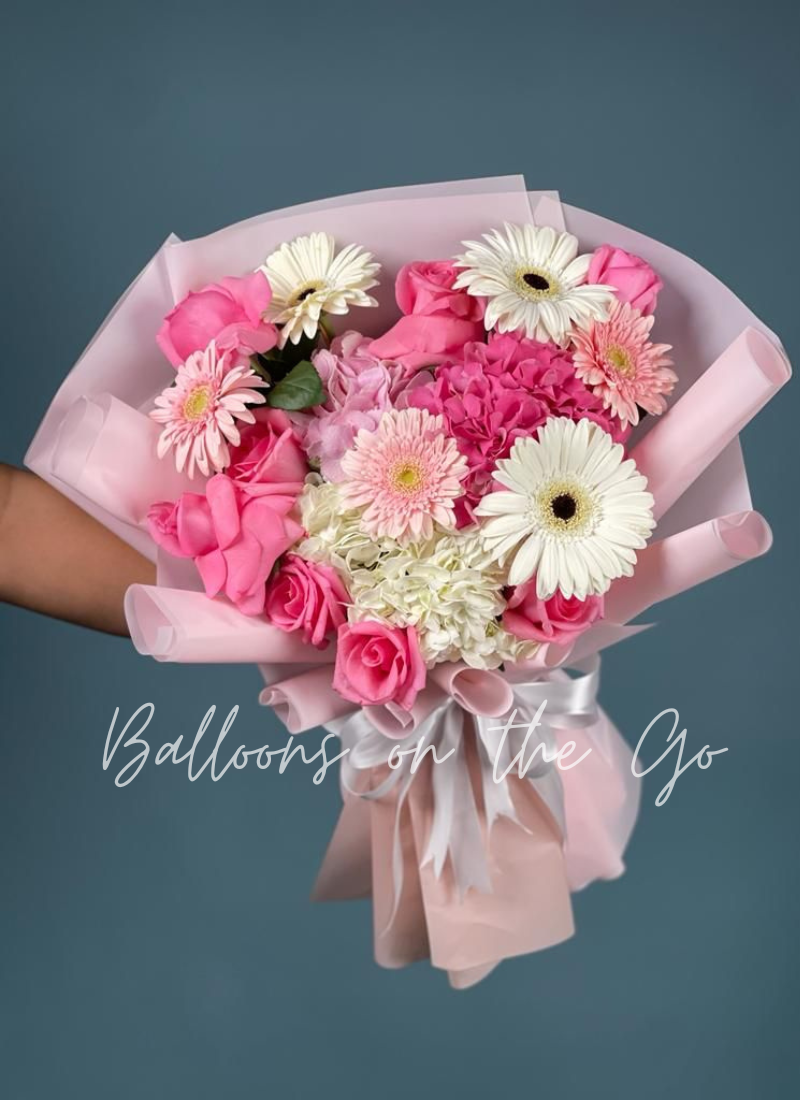 Sweet Love Pink Roses and Gerbras Flower Bouquet