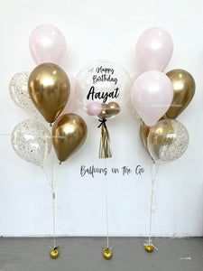 Pastel pink and Gold Balloon bouquet!