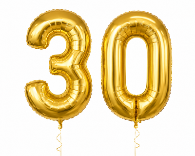 Number Balloon -30 Gold Helium