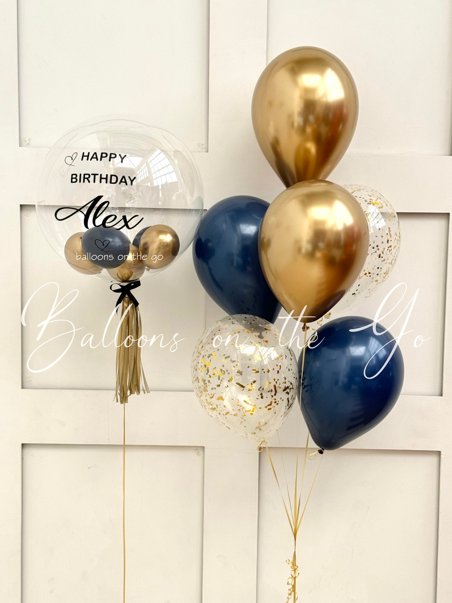 Navy Blue and Gold Balloon Bouquet!