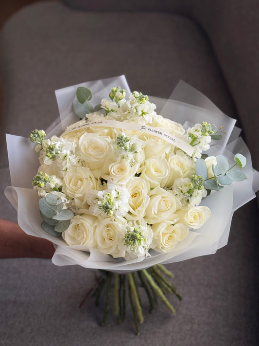 White Roses with Mathiola Bouquet!