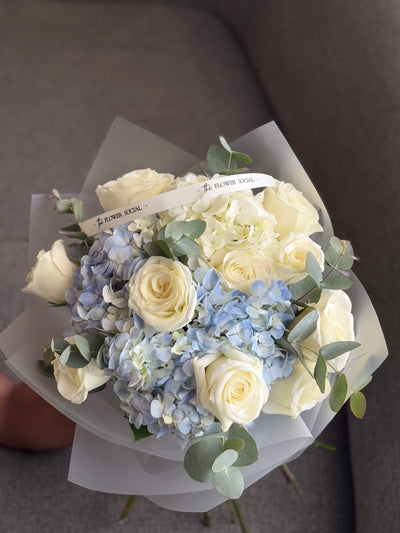 Baby Blue and White Flower Bouquet