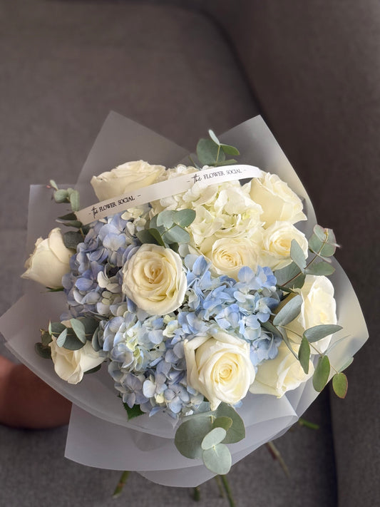 Baby Blue and White Flower Bouquet