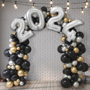 New Year Balloon Arch 2024- Silver