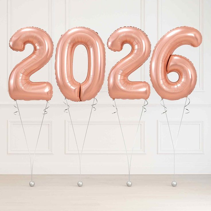 New Year 2026 Rose Gold Number Balloons