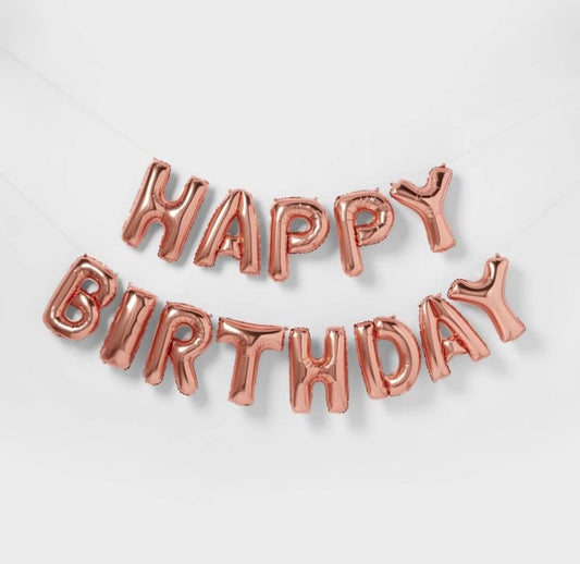 Rose Gold Happy Birthday Banner