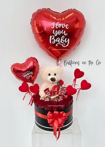 Customized heart foil with Teddy Bear and Chocolates
