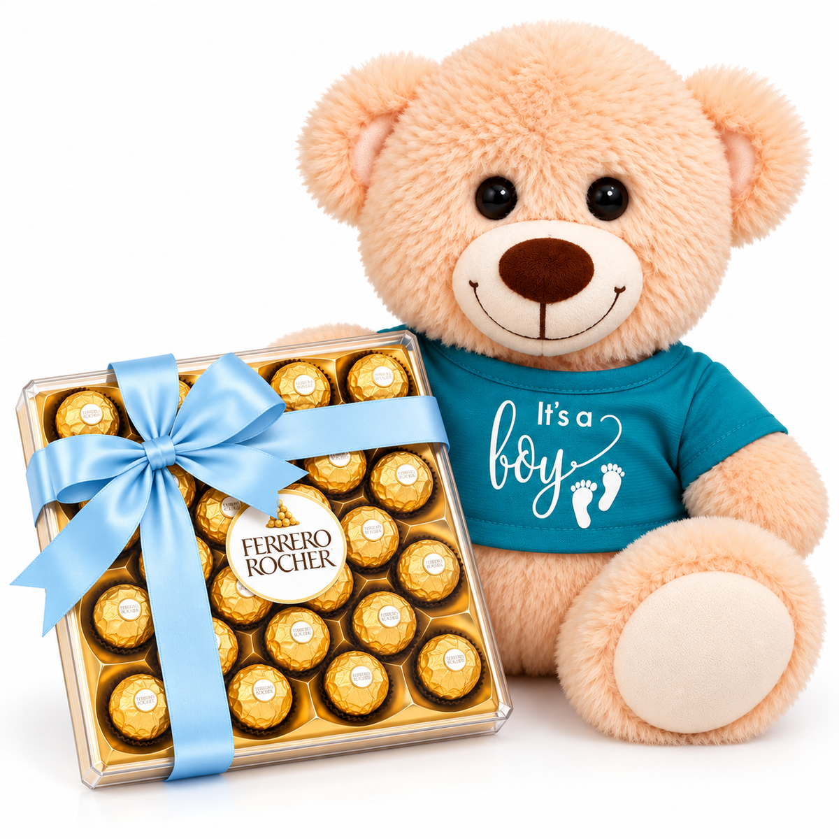Its a Boy Teddy Bear with Chocolates