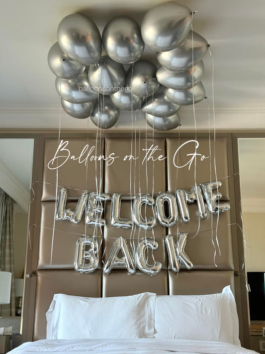 Welcome Back Ceiling Balloon Setup