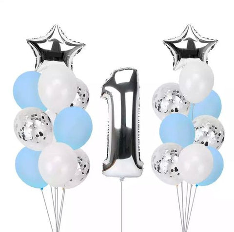 Blue and White Balloon Bouquet