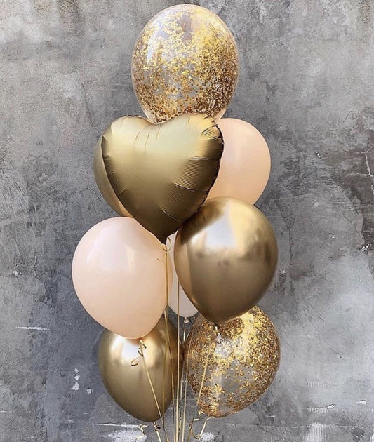 Peach and Gold Balloon Bouquet