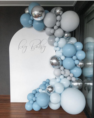 Hey Baby Balloon garland with backdrop