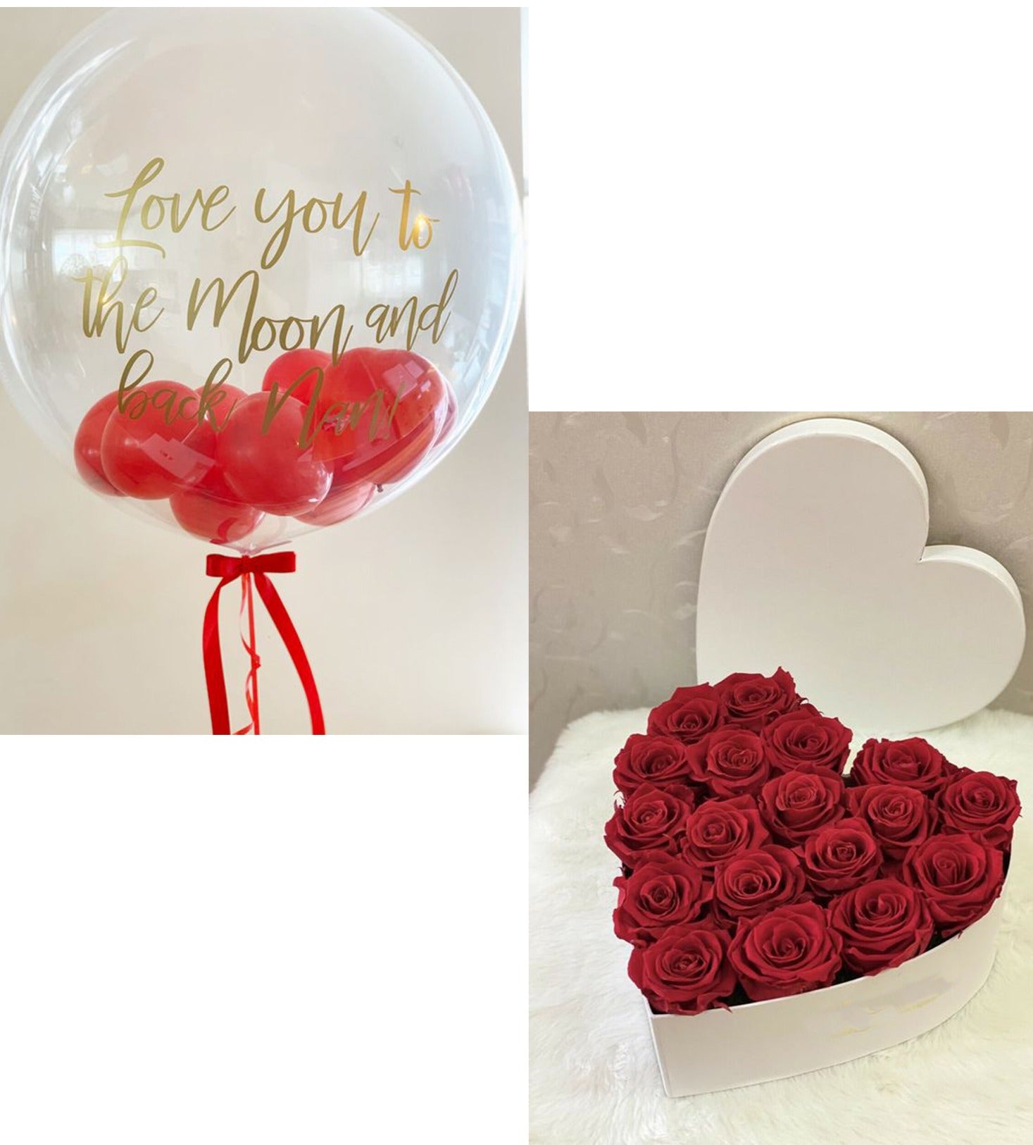 Customized bubble balloon with a heart of roses!!!