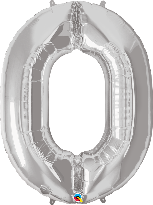 Number 0 Foil Balloon- Silver