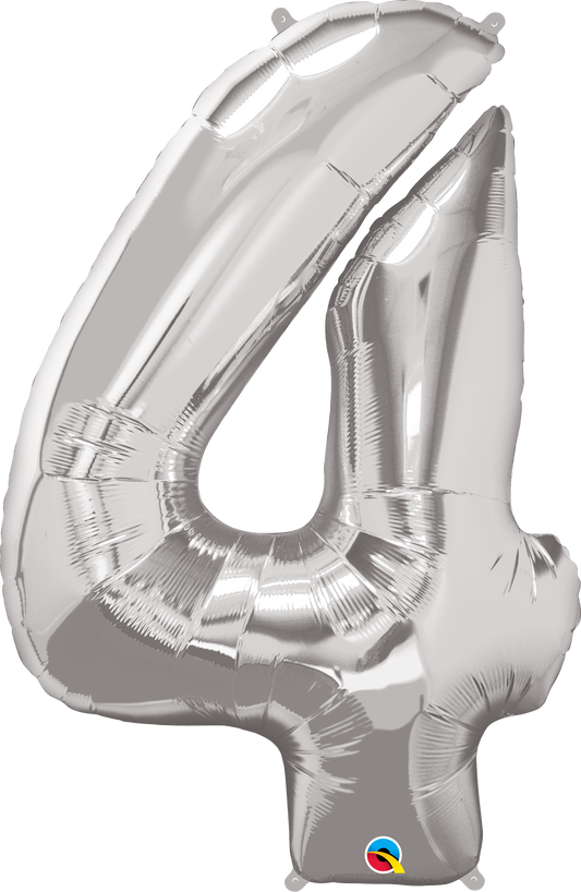 Number 4 Foil Balloon- Silver
