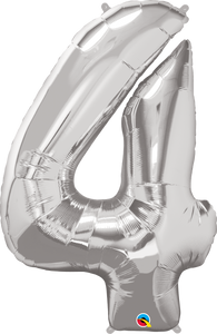 Number 4 Foil Balloon- Silver