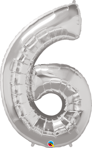 Number 6 Foil Balloon- Silver
