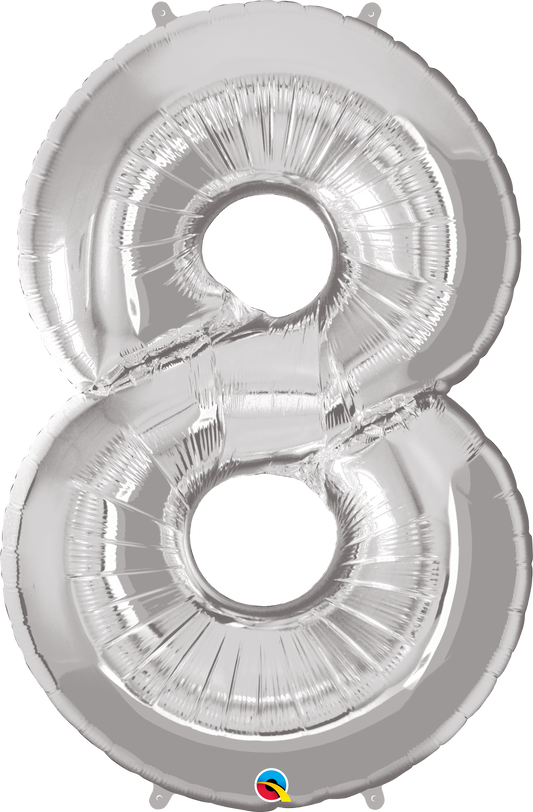 Number 8 Foil Balloon- Silver