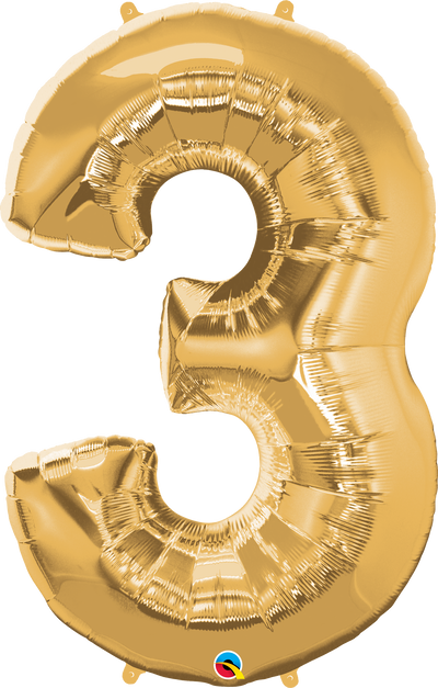Number 3 Foil Balloon- Gold