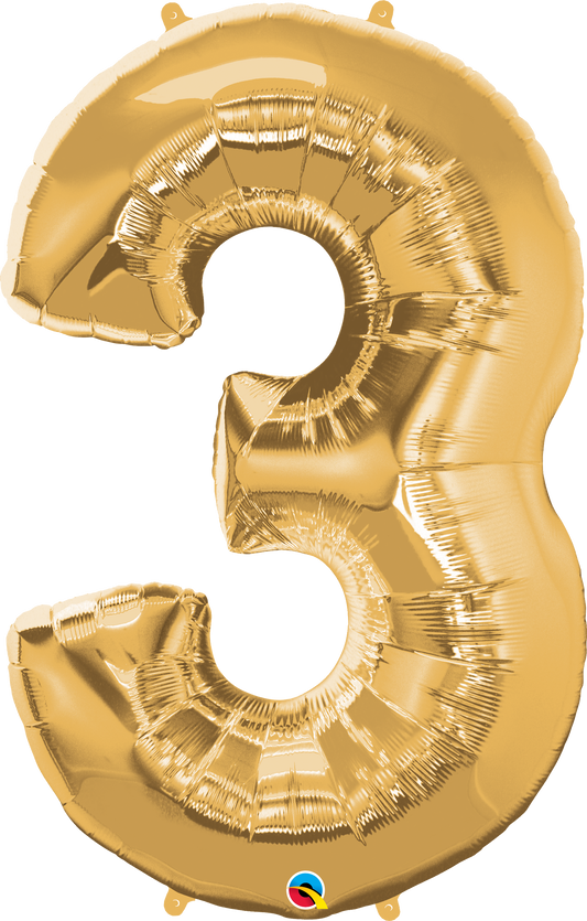 Number 3 Foil Balloon- Gold