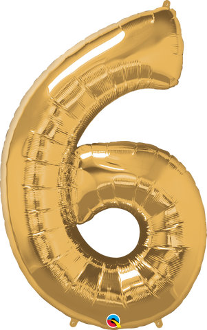 Number 6 Foil Balloon- Gold