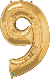 Number 9 Foil Balloon -Gold