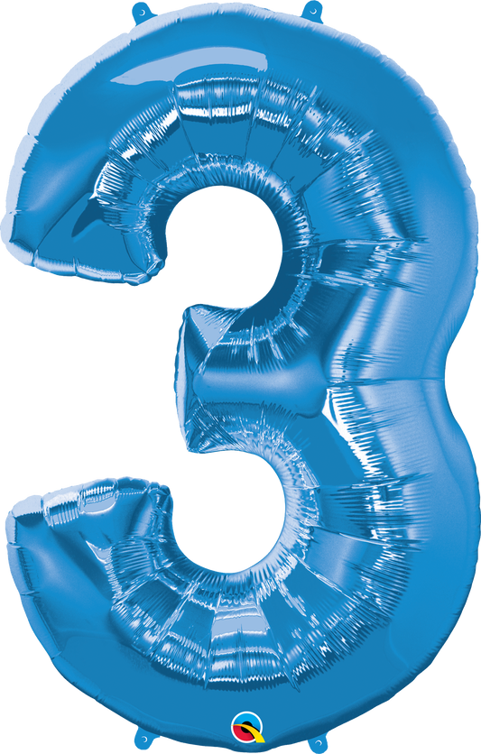 Number 3 Foil Balloon- Blue