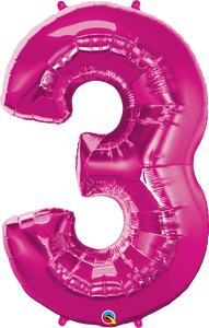 Number 3 Foil Balloon- Pink