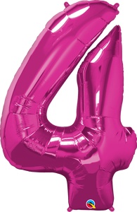Number 4 Foil Balloon- Pink